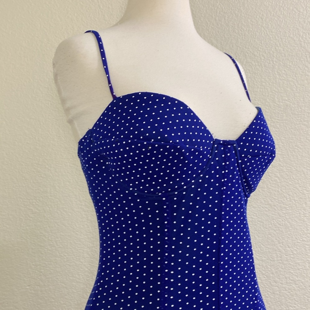 Rampage Vintage 90s Core Slip Dress In Blue Polka Dots - Picture 3 of 7